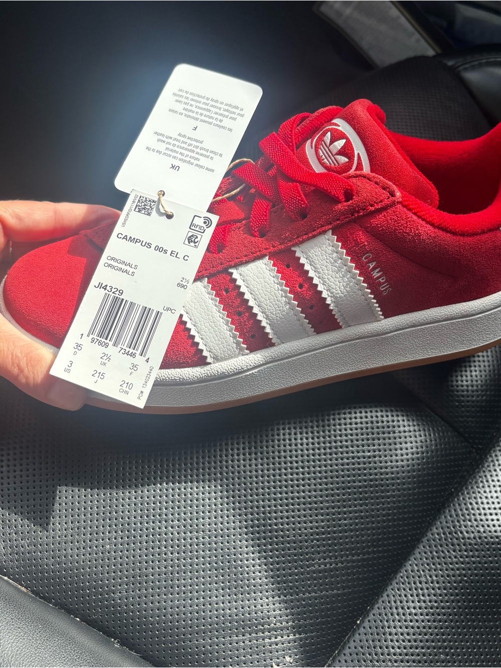 adidas Red Suede Campus Sneakers with White Stripes